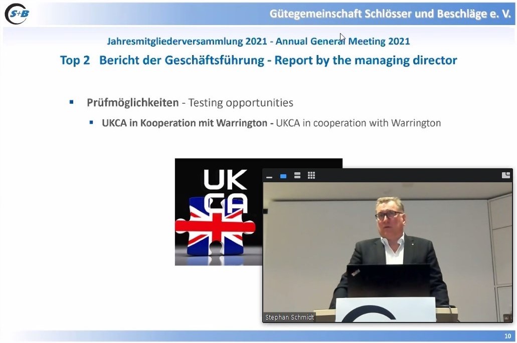 Gütegemeinschaft JMV 2021 Geschäftsführer Stephan Schmidt referierte zu UKCA.